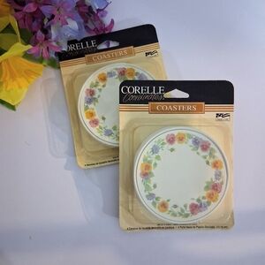Vintage Corelle Coasters Summer Blush Pattern Pansies Flowers